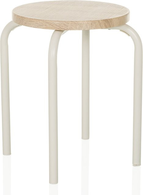 hjh LIVING Sitzhocker ALRANDA in Beige und Weiß mit Kunstleder und Metallgestell im skandinavischen Design - Bild 1