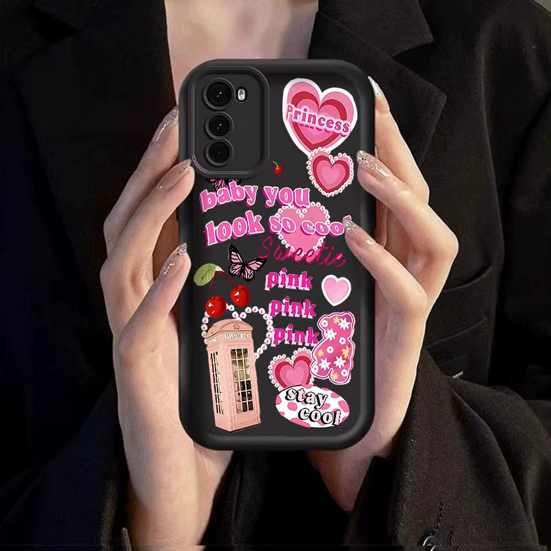 Silikon Handyhülle mit Schmetterlings-Design und Lanyard für Motorola E32, E30, E15, E13, E14, E40, E22i, Moto G60, G60s, G60f, G50, G50 Neo, G50 Pro in Schwarz - Bild 5