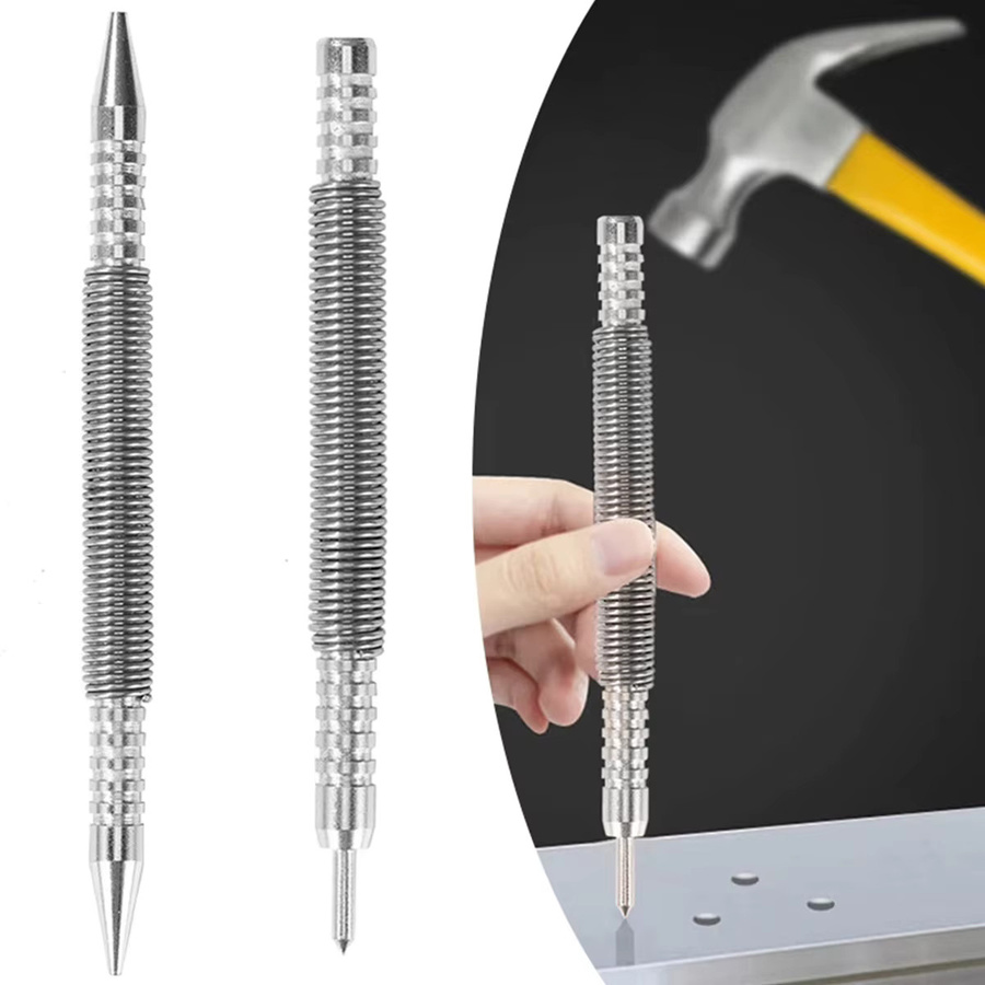 Hands DIY Doppel-Kopf Nagel Setter aus Metall in Silber für Holz und Metall zur Nagelentfernung und zum Bohren von Zentrierlöchern - Bild 2