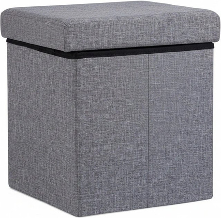 Relaxdays Sitzhocker Cube aus Leinen in Grau, faltbarer Stauraum, B/T/H: 38 x 38 x 38 cm