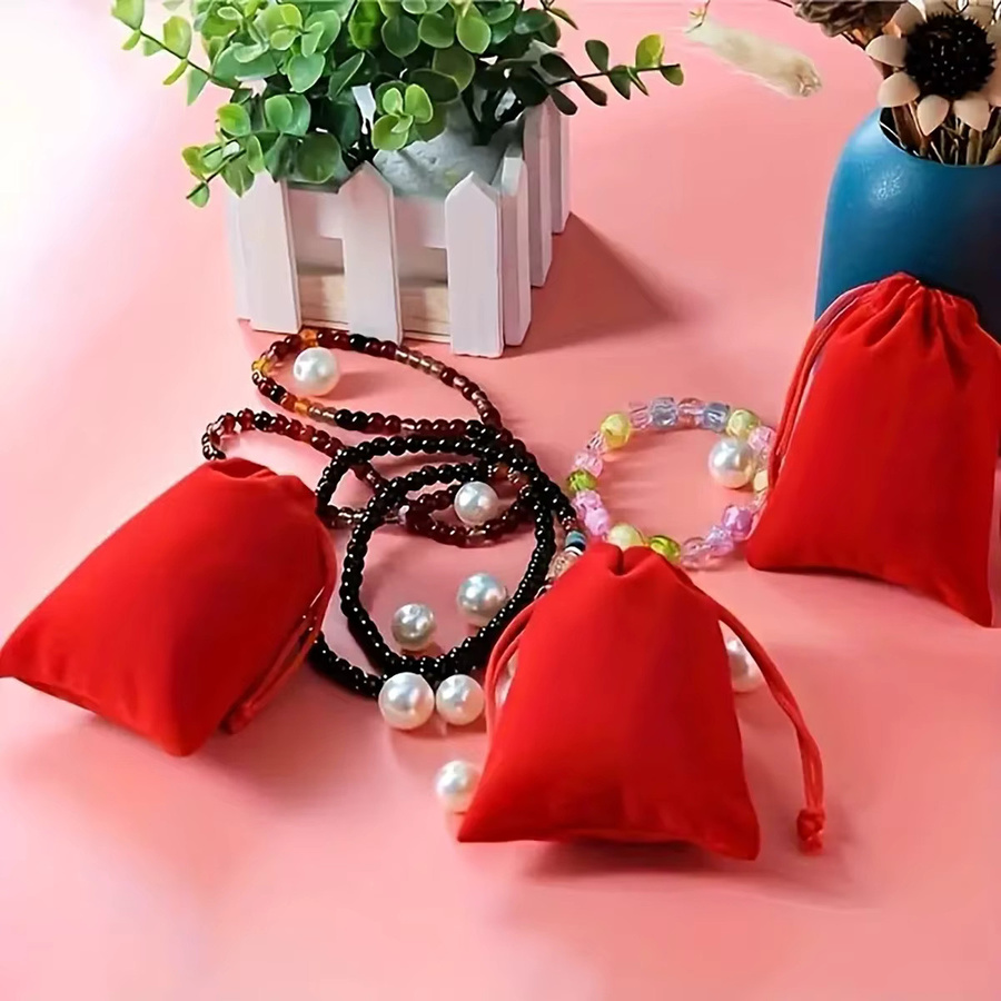 Beadia Samtbeutel mit Kordelzug für Schmuck und Geschenke, 10 Stück, B/T/H: 5 x 7 cm, 7 x 9 cm und 9 x 12 cm - Bild 5