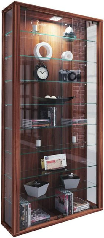 VCM Wandvitrine Vitrosa Maxi in Nussbaum mit ESG-Sicherheitsglas und Glastüren, B/T/H: 59 x 18 x 113 cm - Bild 4