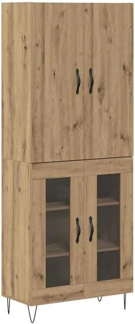 vidaXL Highboard 2-teilig Artisan-Eiche und Glas, modern, Braun, B/T/H: 180 x 34 x 60 cm - Bild 1