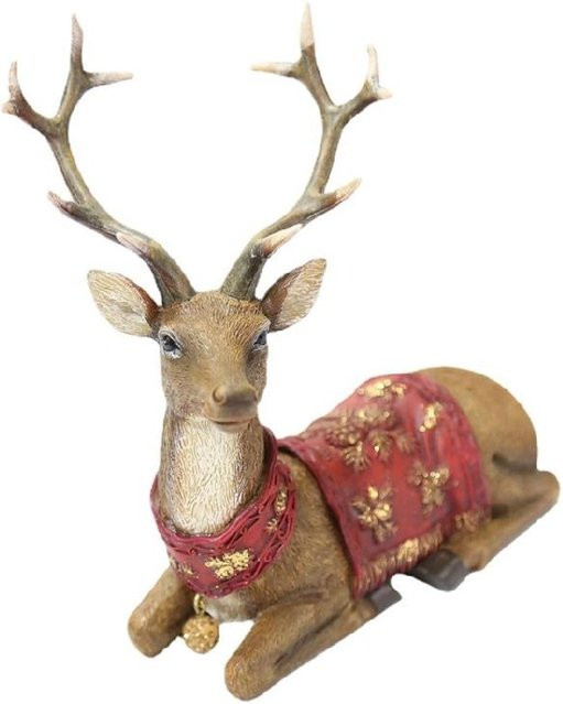 Beige Weihnachts-Rentierfiguren mit langem Geweih als Tischdekoration und Heimdekoration - Bild 1
