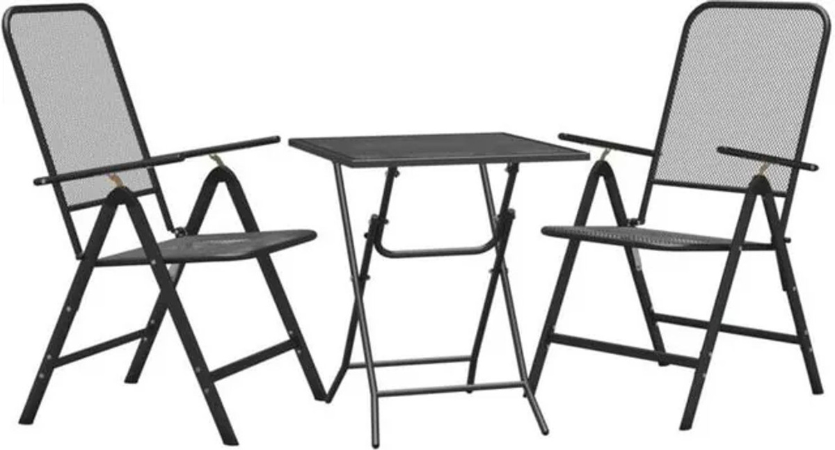 Vidaxl Gartenmöbel-Set aus Metall mit 3 Teilen in Anthrazit im modernen Design - Bild 1
