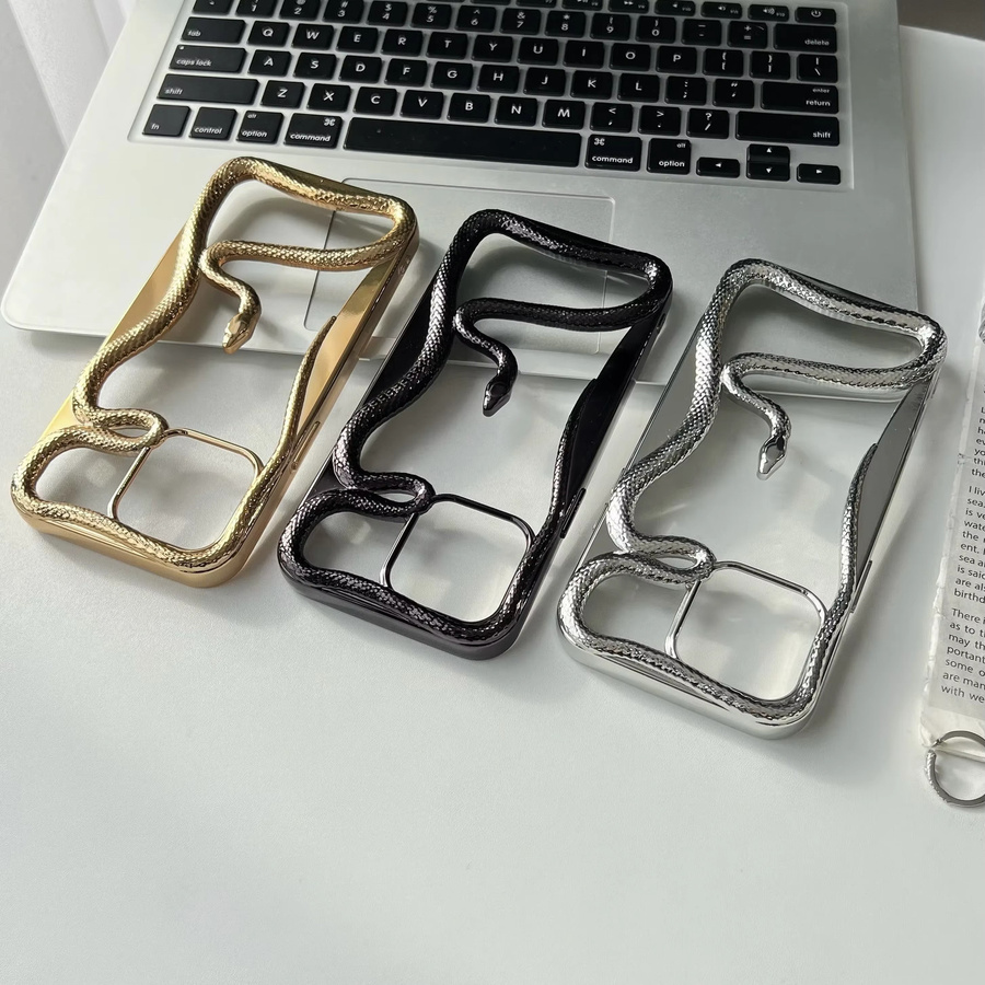 Schlangenbeschichtung Handyhülle für iPhone 11 bis 17 Pro Max Plus mit Luftwärmeableitung und Galvanik-Effekt aus TPU Soft Cover in Silber - Bild 3