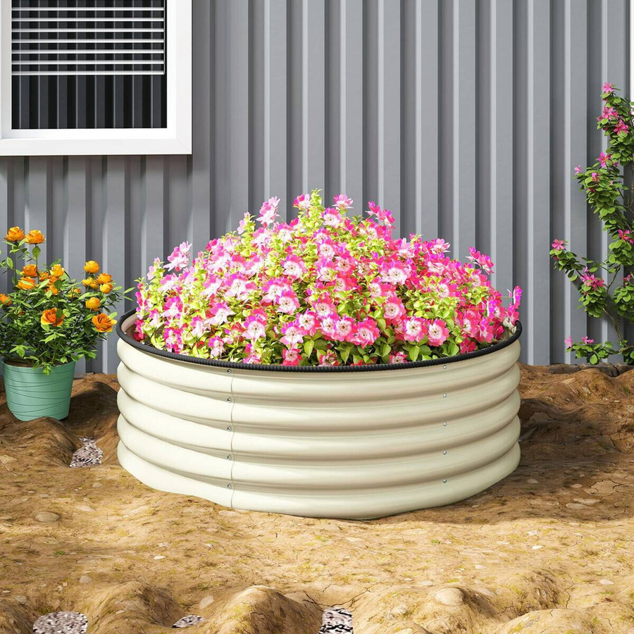 Outsunny Hochbeet aus Stahl in Cremeweiß, B/H/L: 120 x 43 x 120 cm - Bild 5