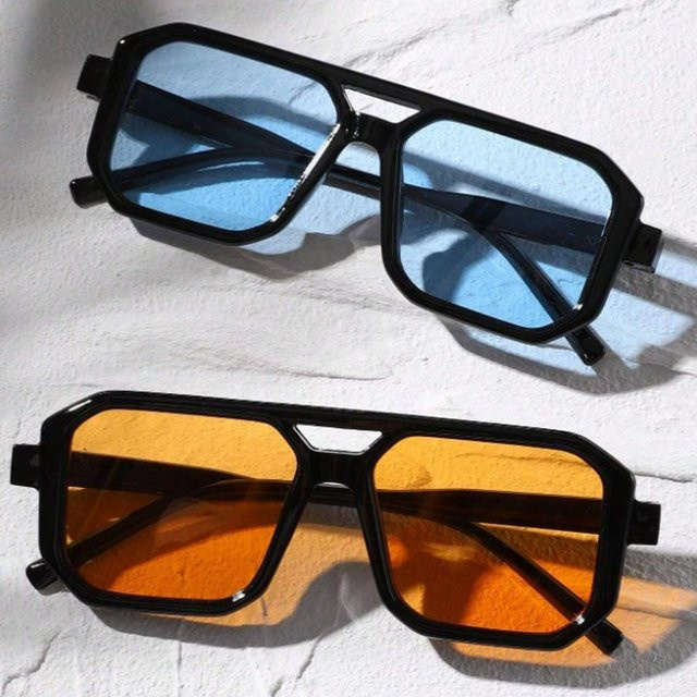 Sonnenbrille Retro Stil, Quadratisch, Herren, Vollrand, Kunststoff, grau - Bild 1