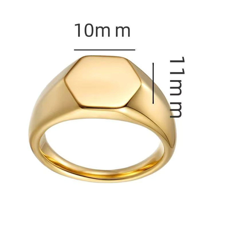 SANGSY Siegelring Edelstahl, 18 Karat vergoldet, Gold, Unisex - Bild 2