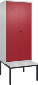 C+P Spind Classic PLUS Schwarz-Weiß Bank mit 2 Abteilen und integrierter Sitzbank, B/T/H: 212,0 x 80,0 x 81,5 cm - Bild 1