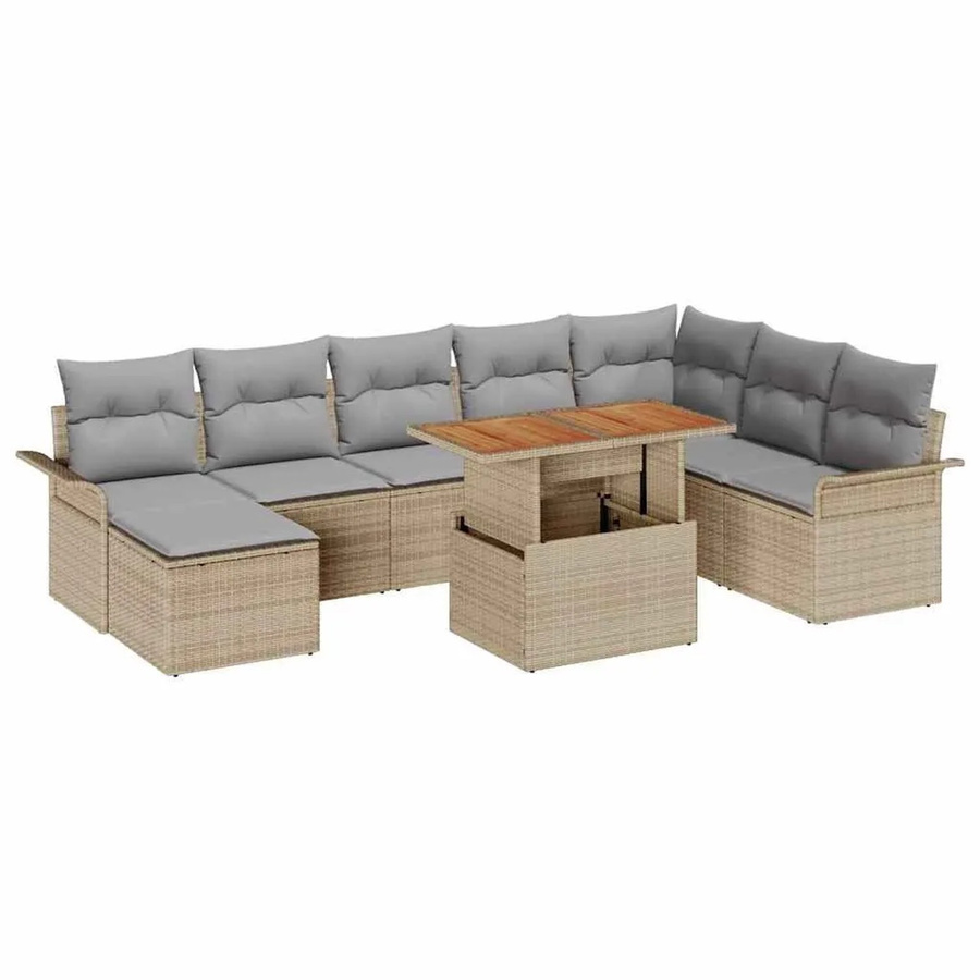 vidaXL Garten-Sofa-Set mit 9 Teilen in Beige und Hellgrau - Bild 2