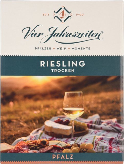 Vier Jahreszeiten Riesling Weißwein, Pfalz, trocken, 2025, 3 l - Bild 1