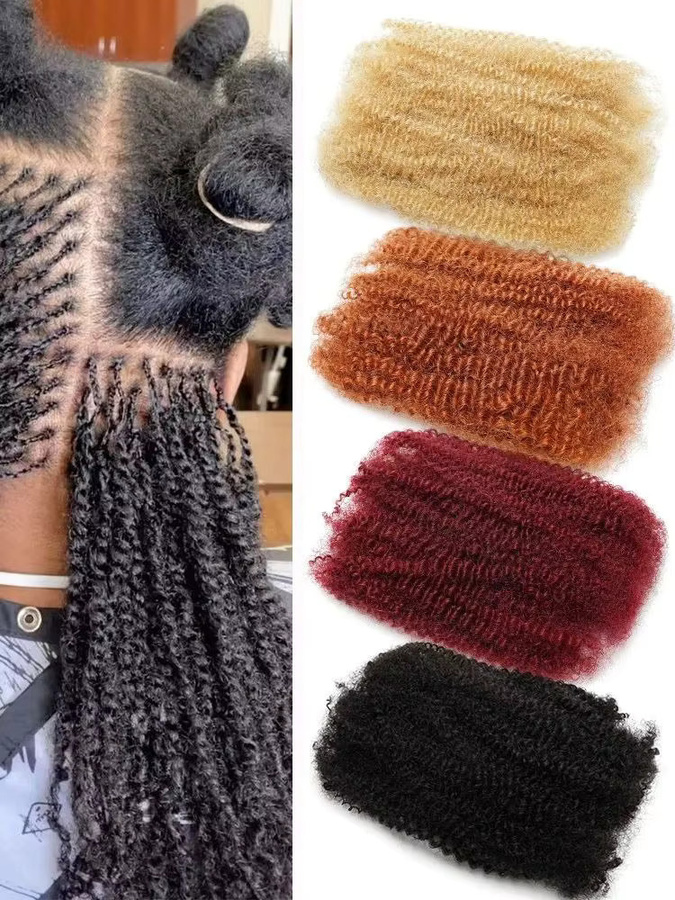htonicca Afro Kinky Curly Bulk Echthaar, Braun - Bild 6