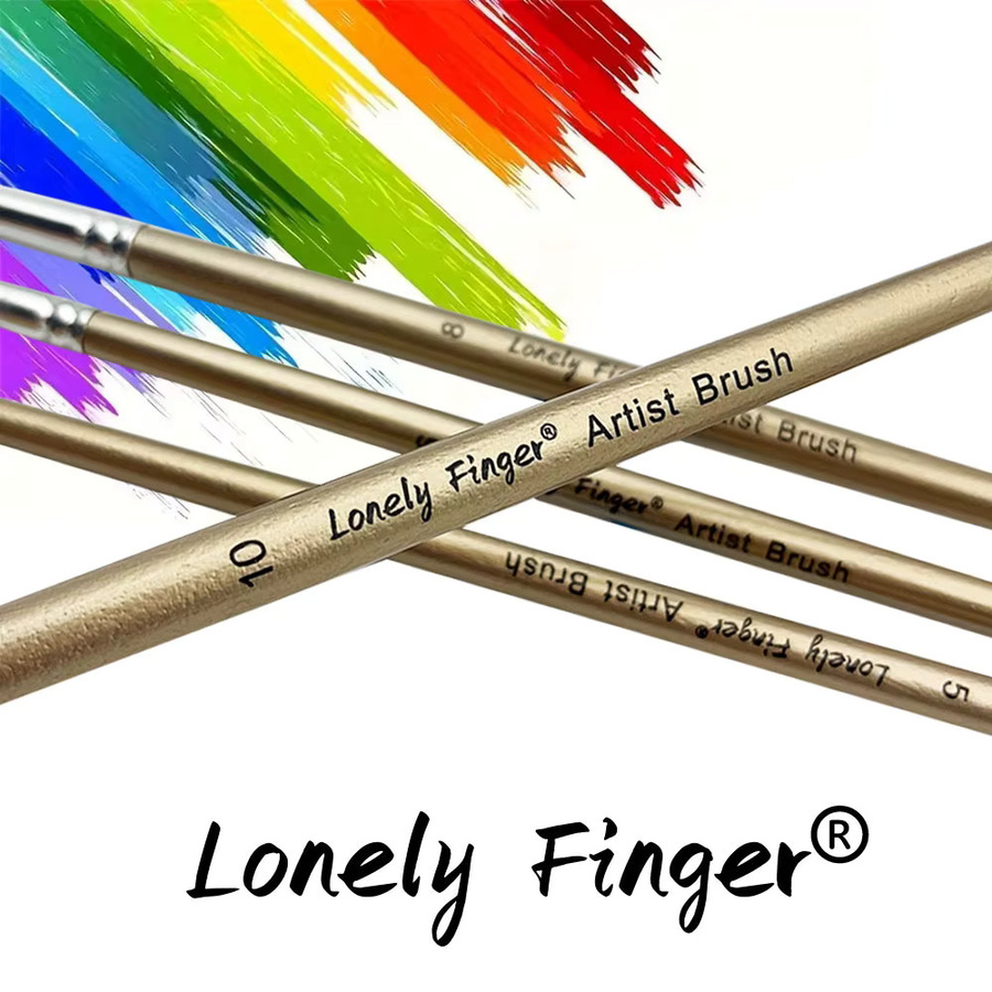 Lonely Finger 12-teiliges Profi-Pinselset mit Nylonhaar und Holzgriffen in Gold und Multicolour für Aquarell- und Ölgemälde - Bild 3