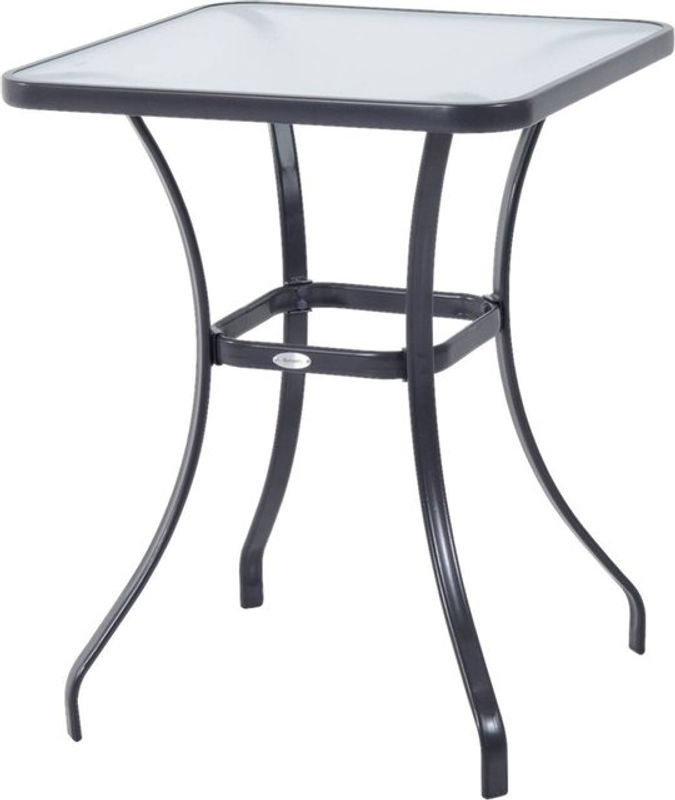 Outsunny Gartentisch quadratisch aus Metall und Hartglas in Schwarz mit Wasserkräuselung-Muster für Garten und Balkon B/T/H: 68,5 x 68,5 x 84 cm - Bild 3