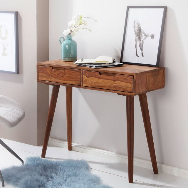 FineBuy Konsolentisch FB51402 aus Massivholz in Braun als Anrichte, Schreibtisch oder Schminktisch, Breite: 90 cm - Bild 1