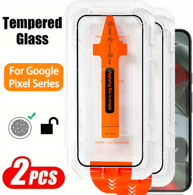 Vieruodis 2er Set Displayschutzfolie aus gehärtetem Glas für Google Pixel 6a, 7, 7a, 8, 8a, 8 Pro, 9, 9a, 9 Pro XL, transparent, Anti-Shock - Bild 1