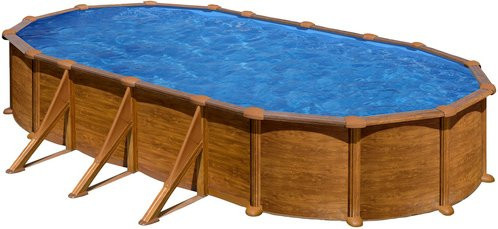 GRE Ovalpool Mauritius in Holzoptik braun, B/T/H: 375 x 730 x 132 cm - Bild 1