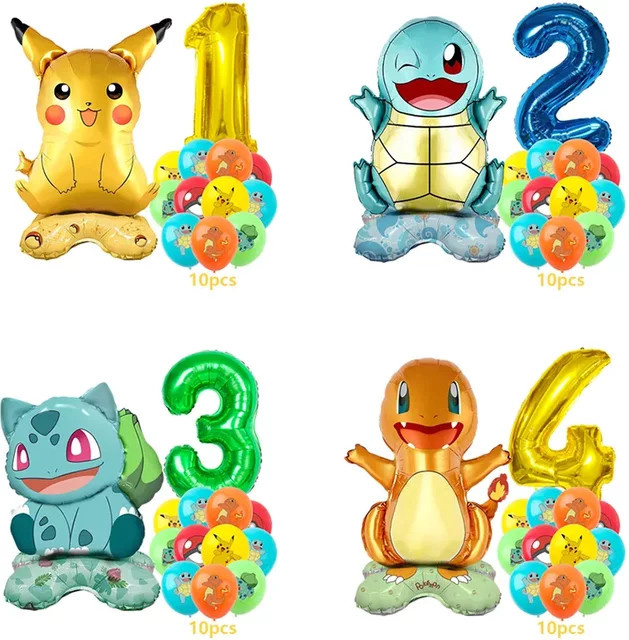 Aoger Cartoon Ballon Set, 12-teiliges Set, Charmander Squirtle Bulbasaur - Bild 1