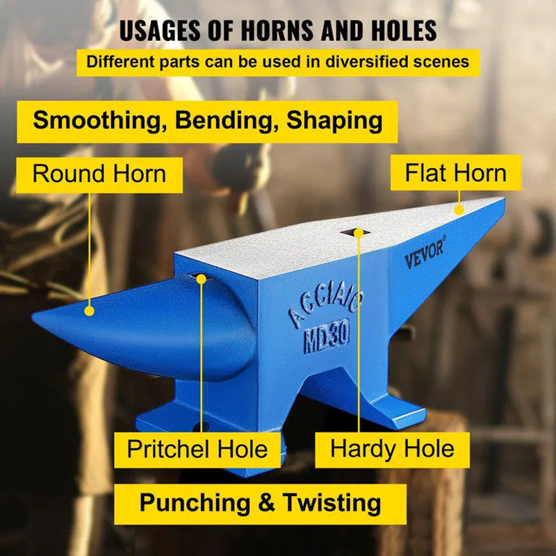 Buying Solutions MB Pro Hornamboss aus Stahl, Tragbarer Gusseisen Amboss für die Schmiede, 30 kg - Bild 3