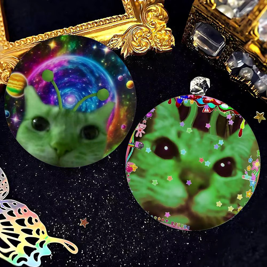 Kayou Anstecknadeln, grüne Alien-Katzen, Unisex - Bild 2