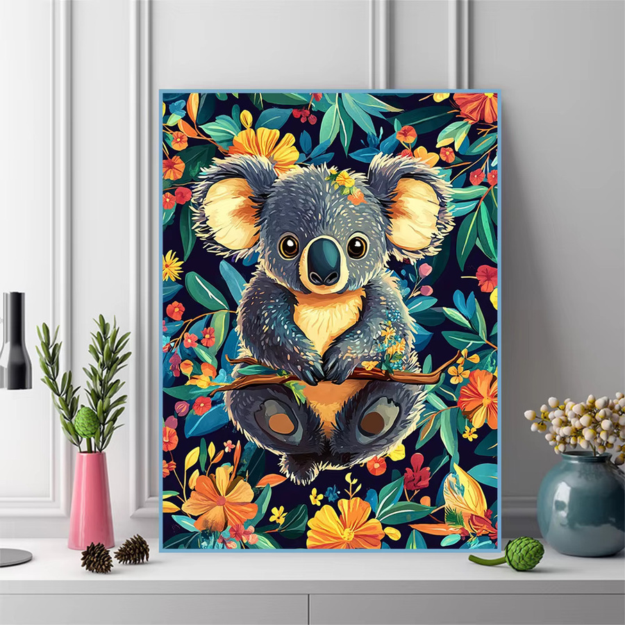 EverShine Diamant Mosaik Set Koala Bild mit Blumen, Strass Stickerei Set in Multicolour, Breite: 30,0 cm, Höhe: 20,0 cm - Bild 3