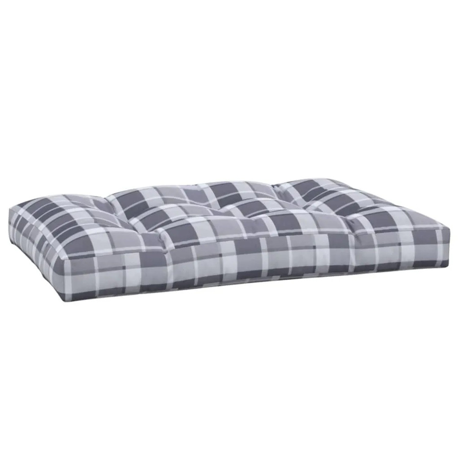 vidaXL Palettenkissen Grau Karomuster aus Polyester, B/T/H: 120 x 80 x 12 cm - Bild 2