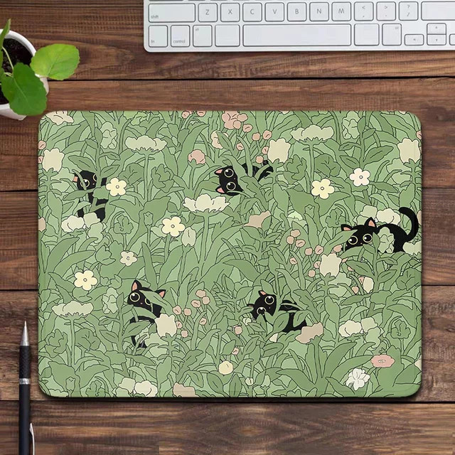 Laumango Mauspad mit Katzenmotiv in Grün, mattes Gaming Mauspad für Tastatur und Maus im Kawaii-Design - Bild 1
