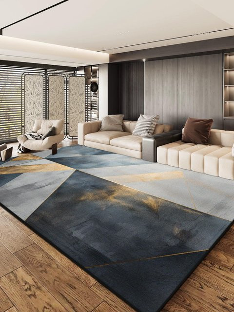 JGJG Wohnzimmer Teppich mit geometrischem Design in Schwarz und Grau, rutschfest und waschbar, B/T: 60 x 90 cm - Bild 1