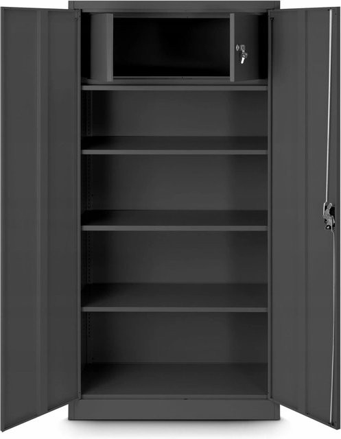 JAN NOWAK Aktenschrank TOMASZ mit Geheimfach in Anthrazit, B/T/H: 90 x 45 x 185 cm - Bild 1