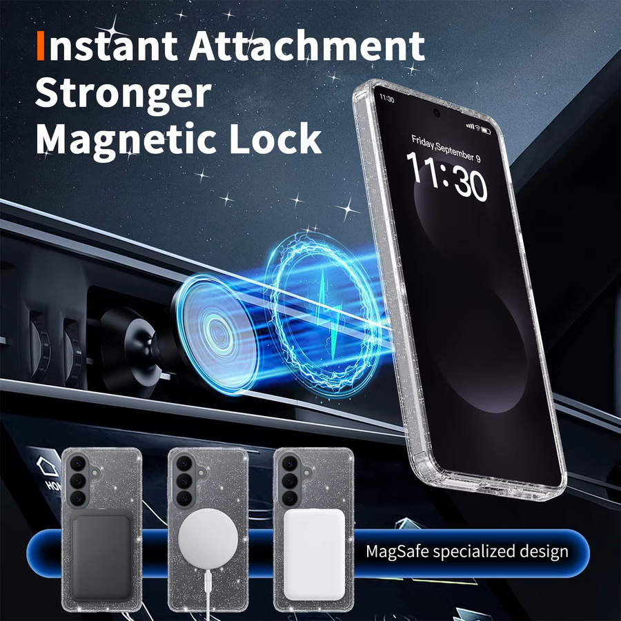 Glitzernde und transparente MagSafe Handyhülle für Samsung Galaxy S26 Ultra S25 Plus S24 S23 5G, vergilbungsfreie und schlanke Schutzhülle - Bild 6