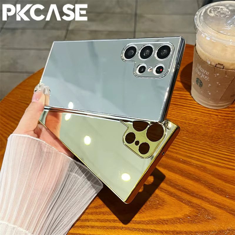 PKCASE Galvanisierte Spiegel-Handyhülle für Samsung Galaxy S26 S25 S24 S23 FE Ultra Plus, stoßfeste Schutzhülle in Silver oder Gold - Bild 2