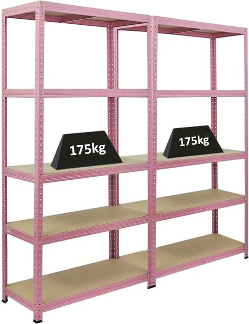 PROREGAL 2er Set Schwerlastregal Pink Lady, 5 Ebenen, H x B x T: 180 x 90 x 40 cm, Fachlast 175 kg, Metall pulverbeschichtet - Bild 1