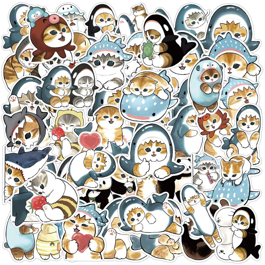Kpustyle Kawaii Katzen Aufkleber Set, bunte Cartoon Sticker zur Dekoration von Laptop, Notebook und Wasserflaschen, Multicolor - Bild 2