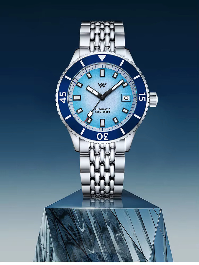 Welly Merck Taucheruhr, Automatik, Edelstahl, Keramik, Blau, Herren - Bild 6