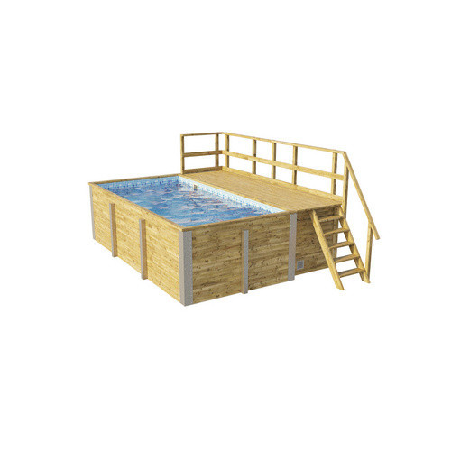 WEKA Massivholzpool 595 rechteckiger Aufstellpool in Blau Mosaik, B/T/H: 315 x 309 x 116 cm - Bild 2