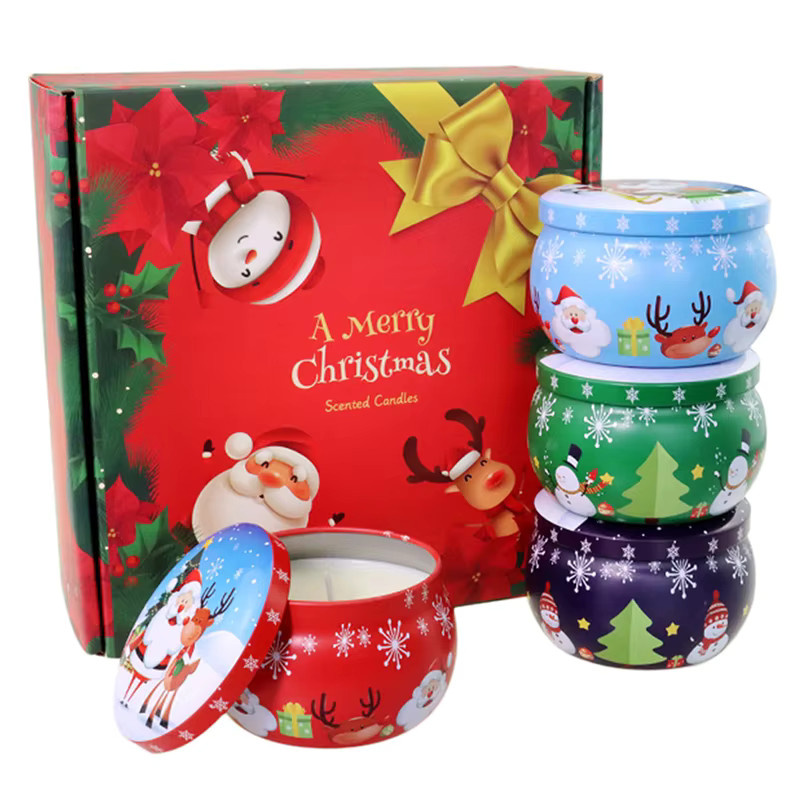 JETTING Duftkerze Weihnachten mit Sojawachs im Glas und Zinnbehälter, Florales Aroma, Tragbare Reisekerze für Tischdekoration - Bild 2