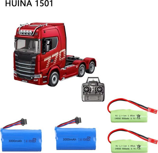 HUINA Batteriezubehör für RC Truck 1501 770S mit Ladekabel (3,7 V 500 mAh oder 7,4 V 3000 mAh) - Bild 1