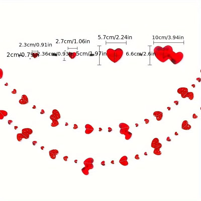 4M Glitzernde Herz-Banner-Girlande in Rot für Hochzeiten, Jahrestage und Verlobungen - Bild 3
