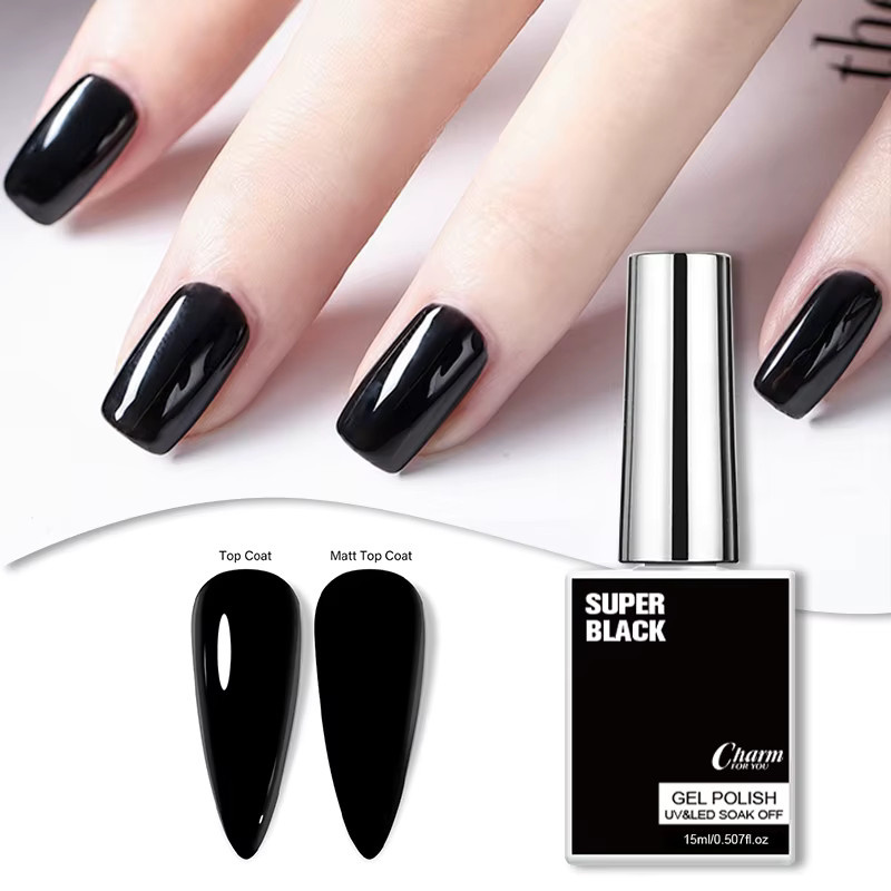 Charm For You Gel-Nagellack, Schwarz, Glänzend, 15 ml - Bild 6
