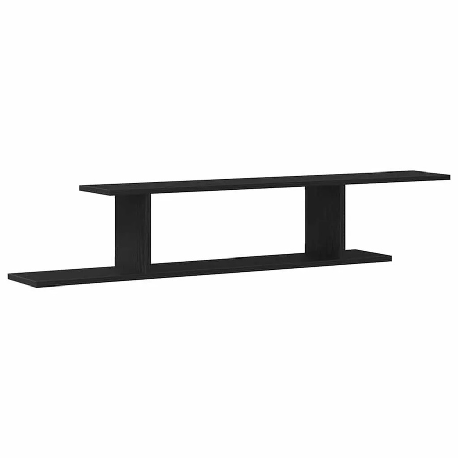 vidaXL Wandmontiertes TV Regal in Schwarz und Eichen-Optik, B/T/H: 125 x 23 x 18 cm - Bild 2