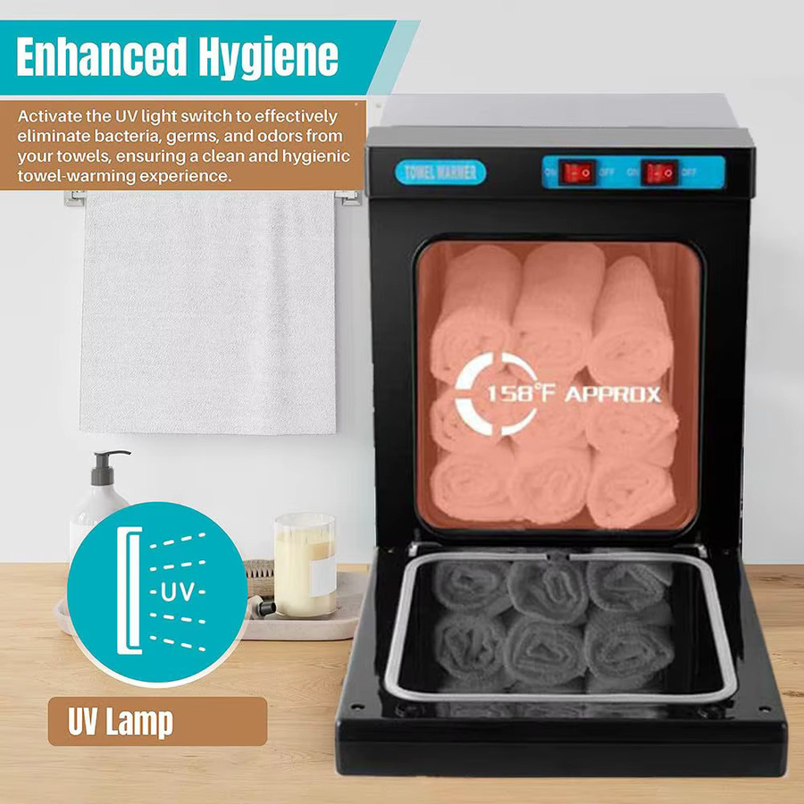 Podofo 2-in-1 Handtuchwärmer mit UV-Spa-Funktion, 10L Kapazität, Schwarz - Bild 6