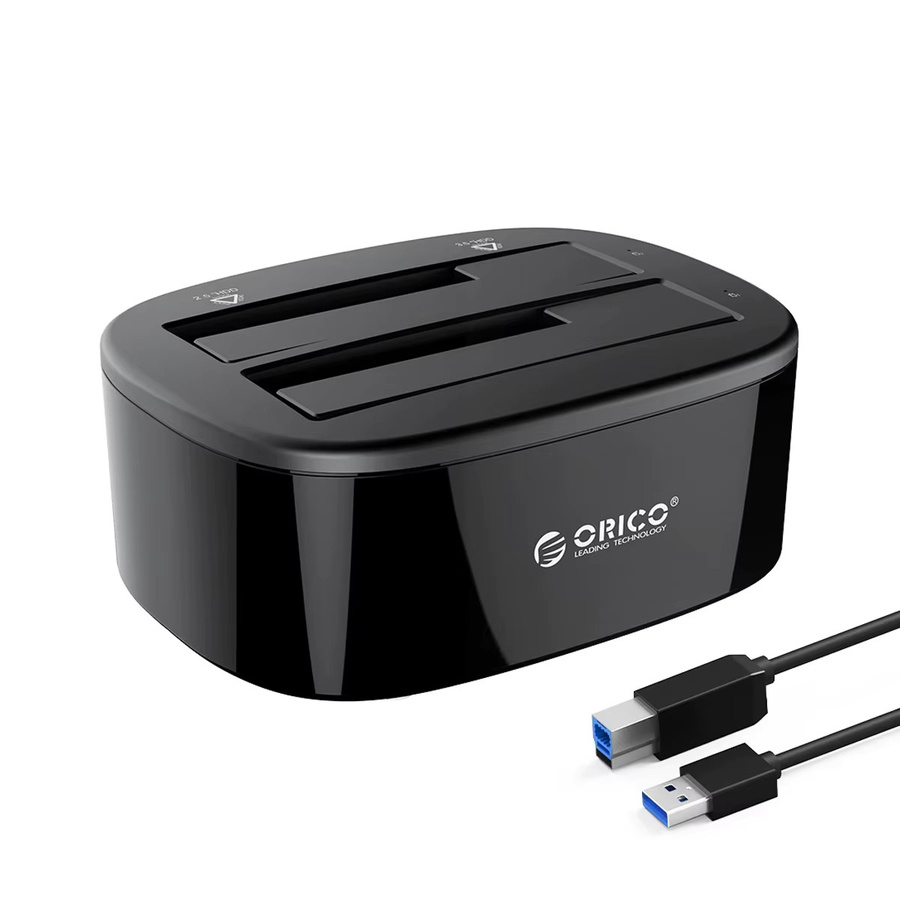 ORICO Dual-Bay HDD-Dockingstation USB 3.0 und USB-C für 2,5 und 3,5 Zoll SATA-Festplatten, Schwarz - Bild 5
