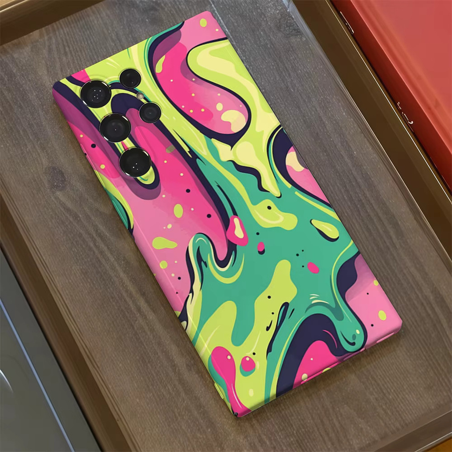 Neon Pink Slime Swirls Handyhülle für Samsung Galaxy S25 Ultra, S24 und S23 Ultra Plus mit glänzender doppellagiger Rückseite in Pink und Multicolour - Bild 3