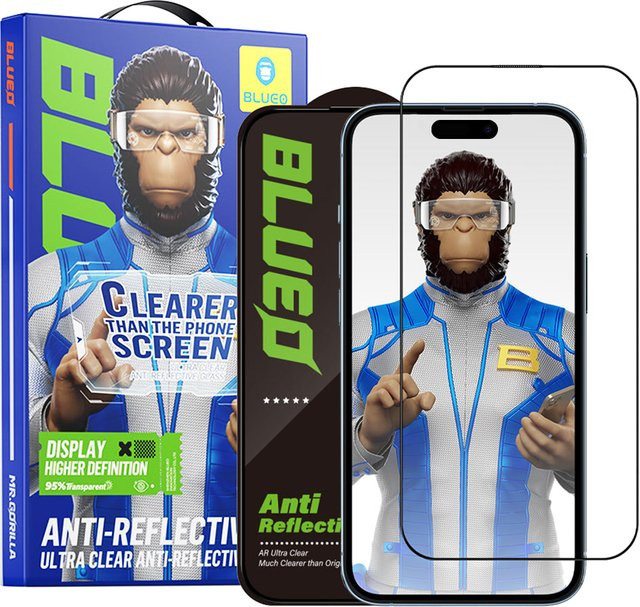 Blueo Anti-Reflective HD Displayschutzfolie aus gehärtetem Glas für Apple iPhone 14 Pro Max, Schwarz - Bild 1