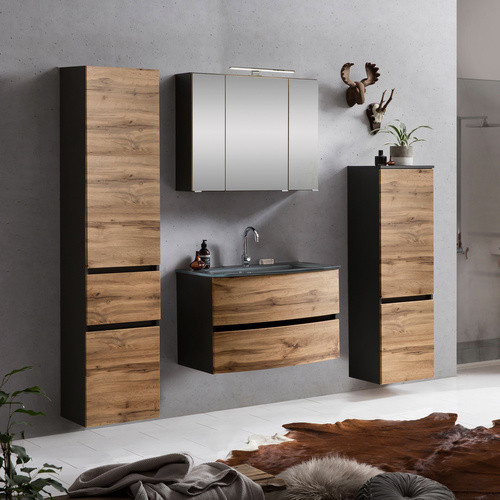 HELD MÖBEL Waschtisch-Set KOPENHAGEN in 7-teiliger Ausführung, modern, braun/grau, B/T/H: 180 x 40 x 35 cm - Bild 3