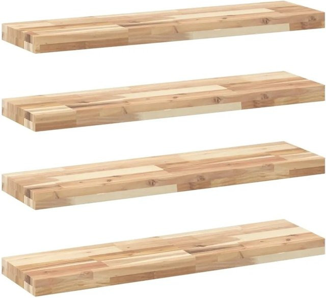 vidaXL Schweberegale Set 4 Stück aus Akazienholz Unbehandelt Braun B/T/H: 80 x 20 x 4 cm - Bild 1