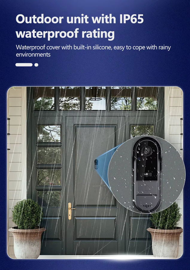 Tuya Smart WiFi Outdoor Türklingel Kamera in Schwarz mit HD Nachtsicht und Bewegungsmelder als wasserdichte visuelle Gegensprechanlage - Bild 3