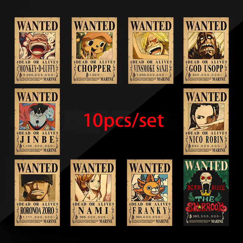 Bandai One Piece Piraten Poster, 10-teiliges Set, vintage, bunt - Bild 2