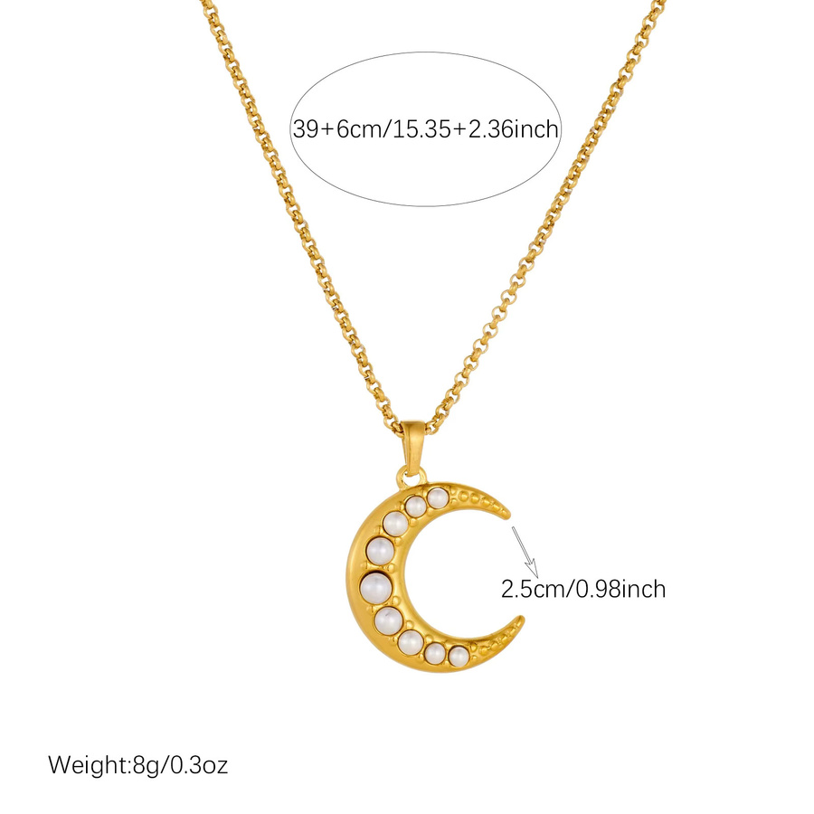 xiyanike Halskette mit Perlenanhänger, 316L Edelstahl, Gold, Damen - Bild 2